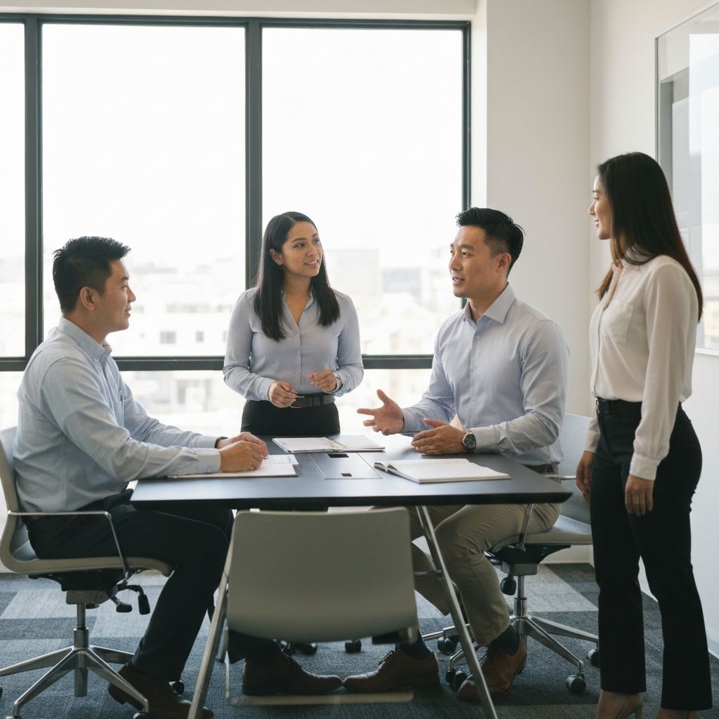 Gravity real estate team collaborating in a modern office